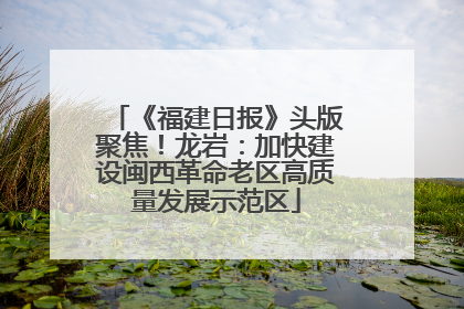 《福建日报》头版聚焦！龙岩：加快建设闽西革命老区高质量发展示范区