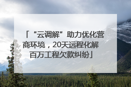 “云调解”助力优化营商环境，20天远程化解百万工程欠款纠纷