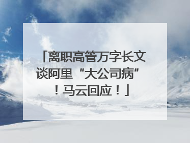 离职高管万字长文谈阿里“大公司病”！马云回应！