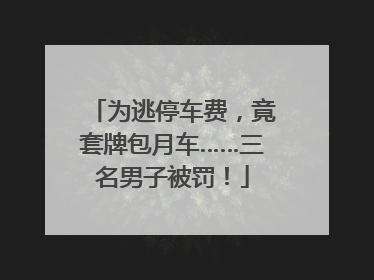 为逃停车费，竟套牌包月车……三名男子被罚！