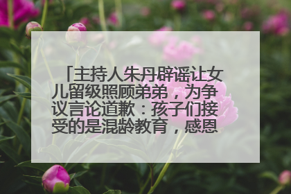 主持人朱丹辟谣让女儿留级照顾弟弟，为争议言论道歉：孩子们接受的是混龄教育，感恩每一条批评