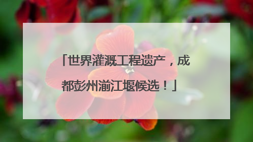 世界灌溉工程遗产，成都彭州湔江堰候选！