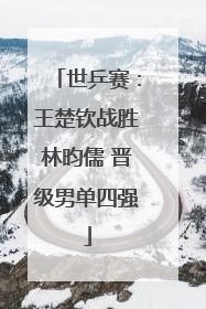 世乒赛：王楚钦战胜林昀儒 晋级男单四强