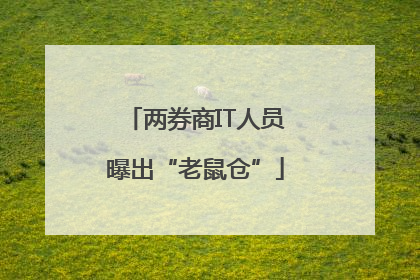 两券商IT人员曝出“老鼠仓”
