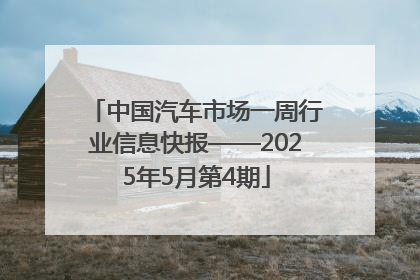 中国汽车市场一周行业信息快报——2025年5月第4期