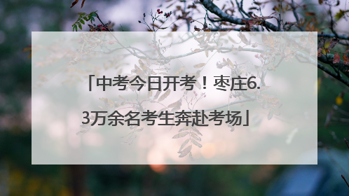 中考今日开考！枣庄6.3万余名考生奔赴考场