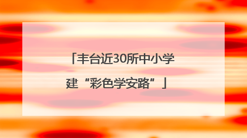 丰台近30所中小学建“彩色学安路”
