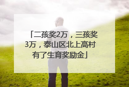 二孩奖2万，三孩奖3万，泰山区北上高村有了生育奖励金