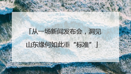 从一场新闻发布会，洞见山东缘何如此重“标准”
