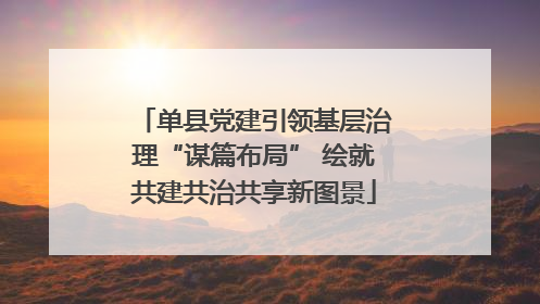 单县党建引领基层治理“谋篇布局” 绘就共建共治共享新图景