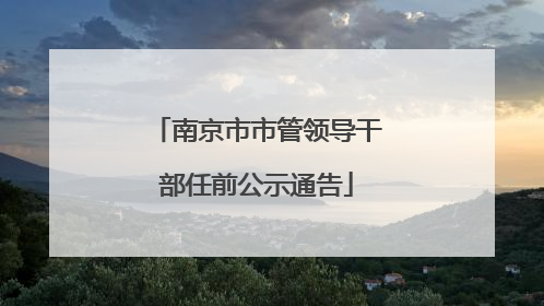 南京市市管领导干部任前公示通告