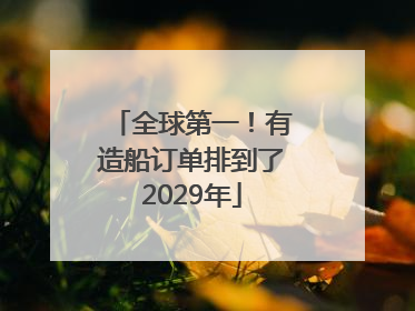 全球第一！有造船订单排到了2029年