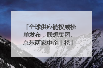 全球供应链权威榜单发布，联想集团、京东两家中企上榜