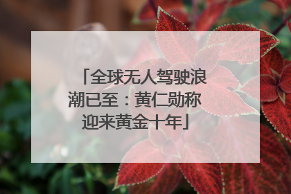 全球无人驾驶浪潮已至：黄仁勋称迎来黄金十年