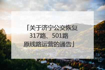 关于济宁公交恢复317路、501路原线路运营的通告