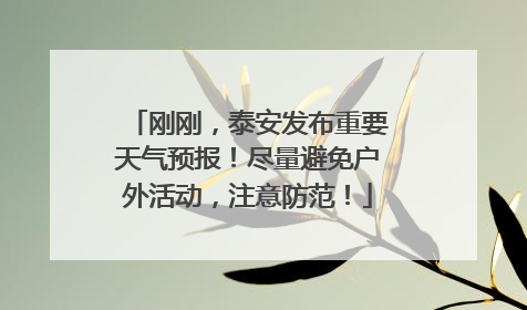 刚刚，泰安发布重要天气预报！尽量避免户外活动，注意防范！
