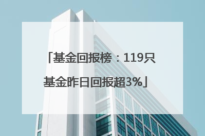 基金回报榜：119只基金昨日回报超3%