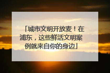 城市文明开放麦！在浦东，这些鲜活文明案例就来自你的身边