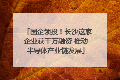 国企领投！长沙这家企业获千万融资 推动半导体产业链发展