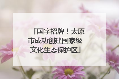 国字招牌！太原市成功创建国家级文化生态保护区