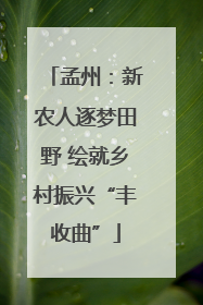 孟州：新农人逐梦田野 绘就乡村振兴“丰收曲”