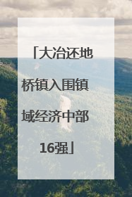 大冶还地桥镇入围镇域经济中部16强