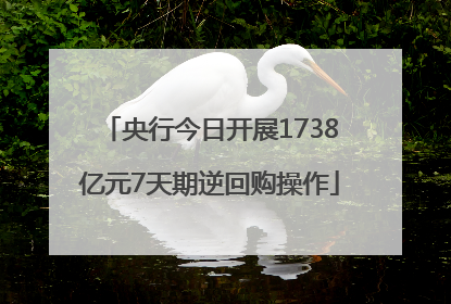 央行今日开展1738亿元7天期逆回购操作