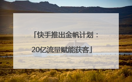 快手推出金帆计划：20亿流量赋能获客