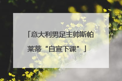 意大利男足主帅斯帕莱蒂“自宣下课”