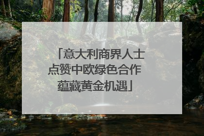 意大利商界人士点赞中欧绿色合作蕴藏黄金机遇