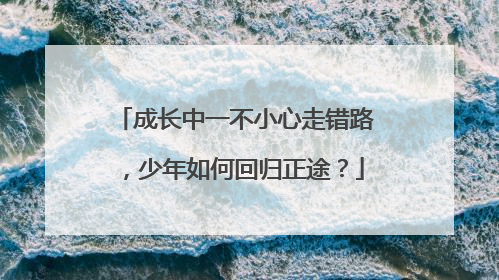 成长中一不小心走错路，少年如何回归正途？