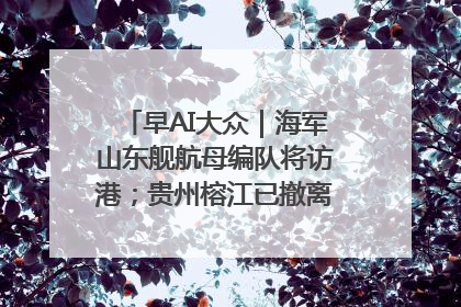 早AI大众｜海军山东舰航母编队将访港；贵州榕江已撤离转移群众超4万人