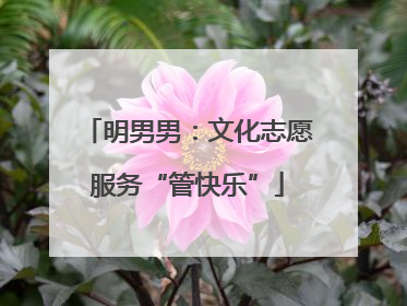 明男男：文化志愿服务“管快乐”