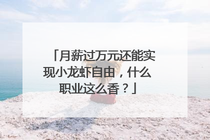 月薪过万元还能实现小龙虾自由，什么职业这么香？