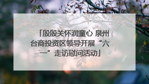 殷殷关怀润童心 泉州台商投资区领导开展“六一”走访慰问活动