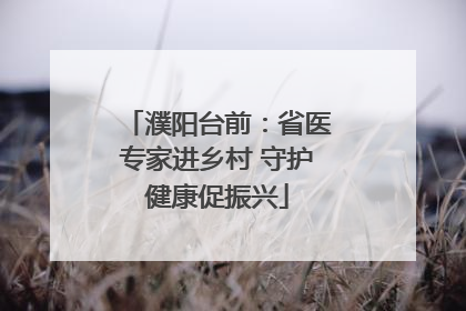 濮阳台前：省医专家进乡村 守护健康促振兴