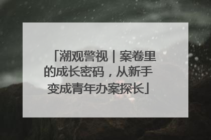潮观警视｜案卷里的成长密码，从新手变成青年办案探长