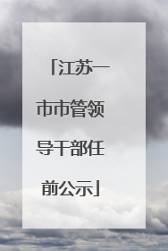 江苏一市市管领导干部任前公示