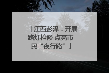 江西彭泽：开展路灯检修 点亮市民“夜行路”
