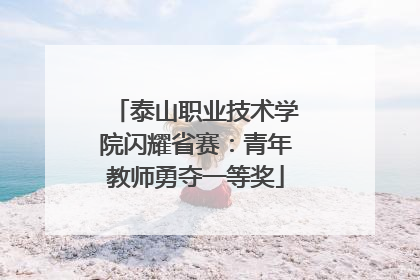 泰山职业技术学院闪耀省赛：青年教师勇夺一等奖