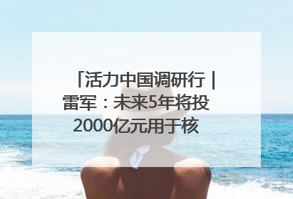 活力中国调研行｜雷军：未来5年将投2000亿元用于核心技术研发