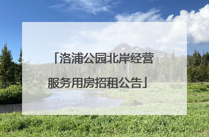 洛浦公园北岸经营服务用房招租公告