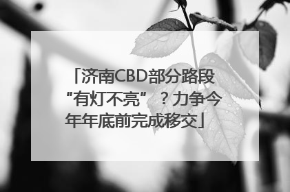 济南CBD部分路段“有灯不亮”？力争今年年底前完成移交