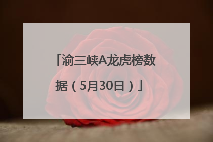 渝三峡A龙虎榜数据（5月30日）