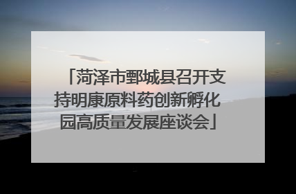 菏泽市鄄城县召开支持明康原料药创新孵化园高质量发展座谈会