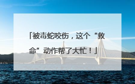 被毒蛇咬伤，这个“救命”动作帮了大忙！
