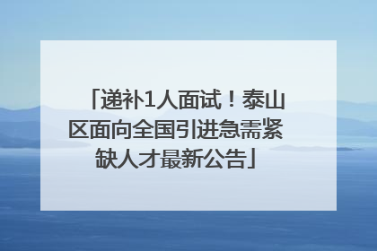 递补1人面试！泰山区面向全国引进急需紧缺人才最新公告