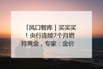 风口智库｜买买买！央行连续7个月增持黄金，专家：金价或仍易涨难跌