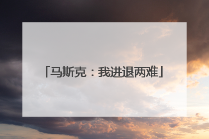 马斯克：我进退两难