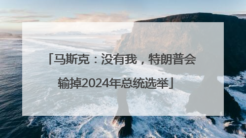 马斯克：没有我，特朗普会输掉2024年总统选举